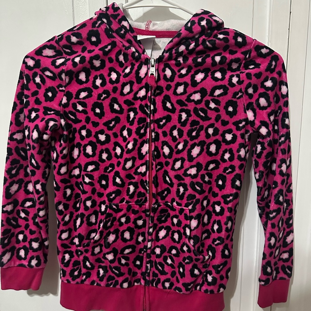 Circo Girls Pink Leopard Zip-Up Hoodie (Size 7/8)
